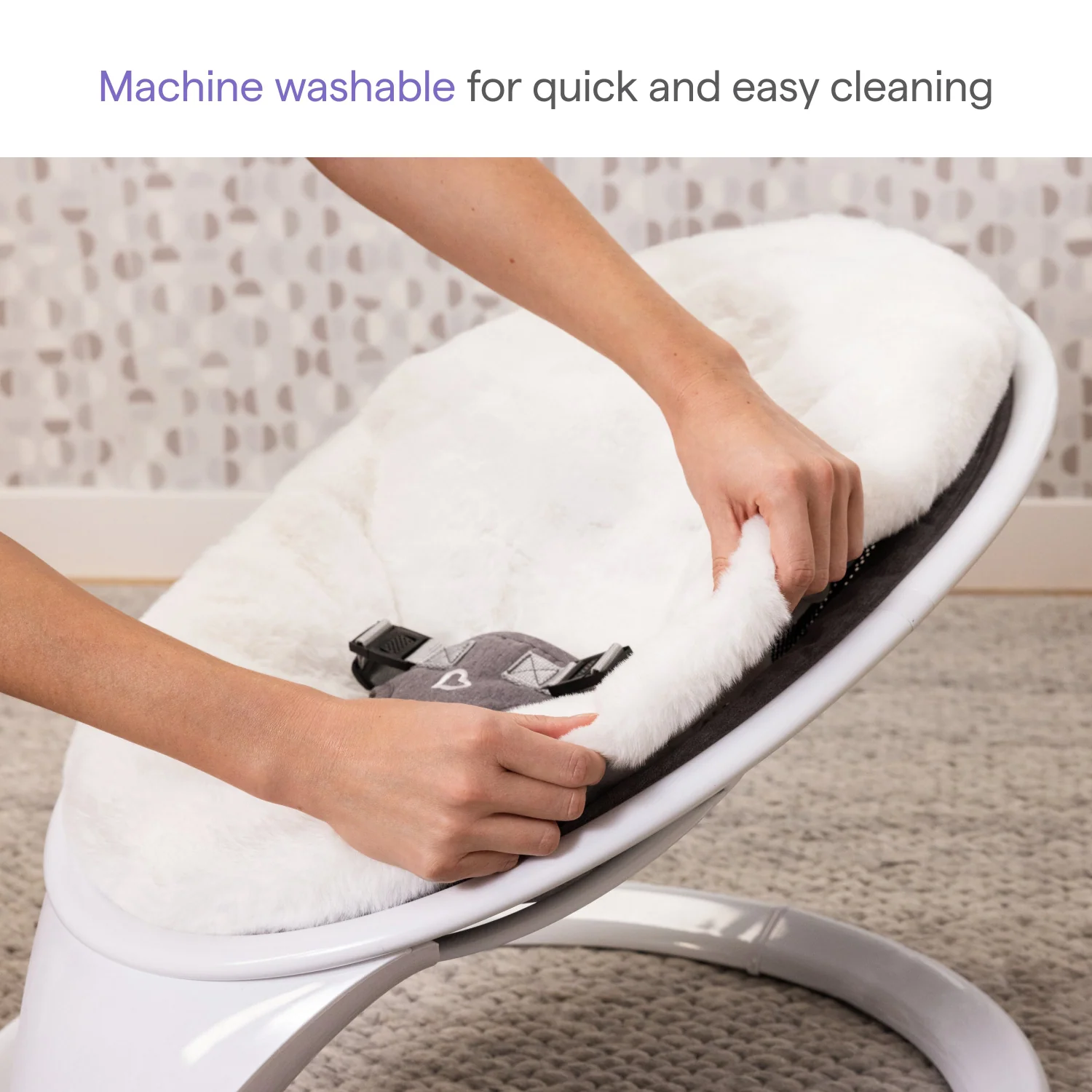 Premium Faux Fur Seat Cover for Munchkin Swing, Machine Washable