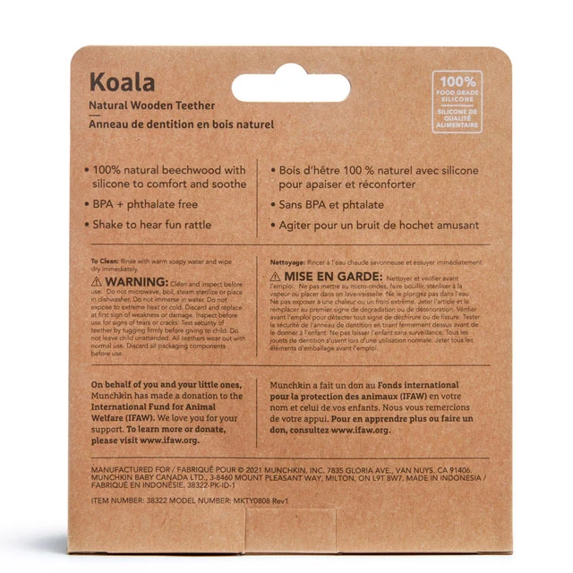 Mordedor WildLove Koala de madera natural con silicona para bebés