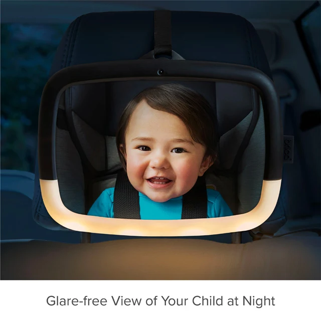 Night Light Baby In-Sight Pivot Car Mirror with Glare-Free LED Lights