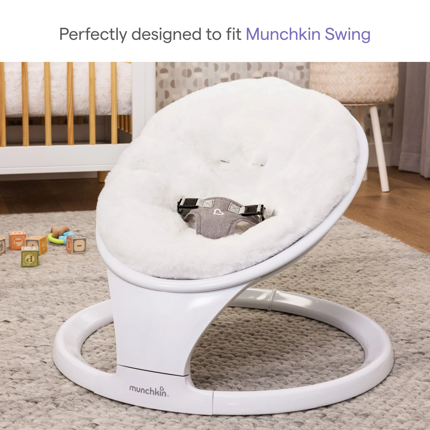 Premium Faux Fur Seat Cover for Munchkin Swing, Machine Washable