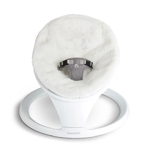 Munchkin Baby Swing with Bluetooth and Premium Faux Fur Seat Cover Bundle