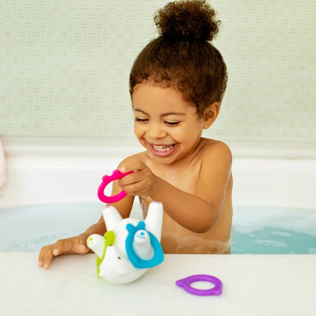 Arctic Polar Bear Bath Toy with Ring Toss and Stacking Play