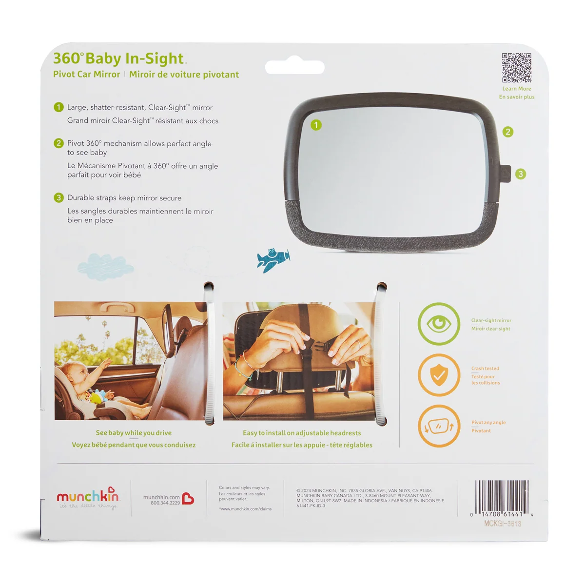 360° Baby In-Sight Pivot Car Mirror for Adjustable Headrests