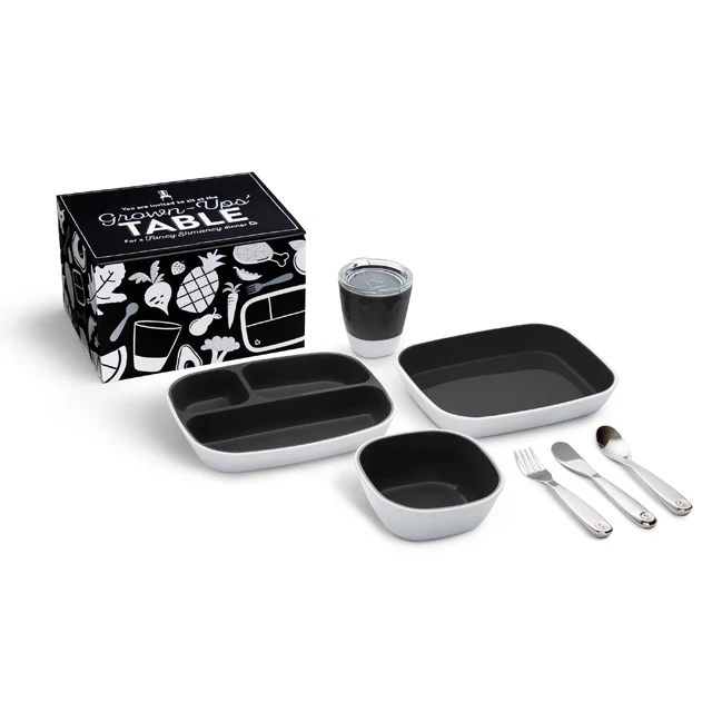 Grown-Ups Table Splash 7-Piece Toddler Dining Set with Steel Utensils