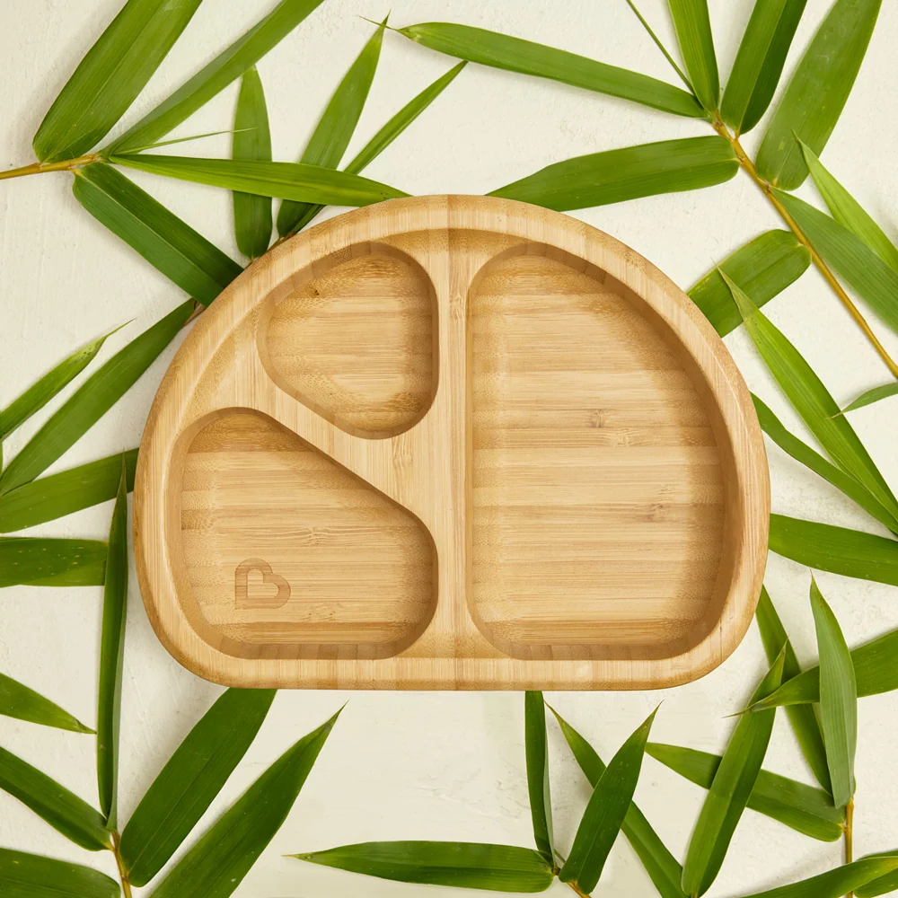 Bambou™ Divided Toddler Plate with Suction Base, Bamboo Dinnerware