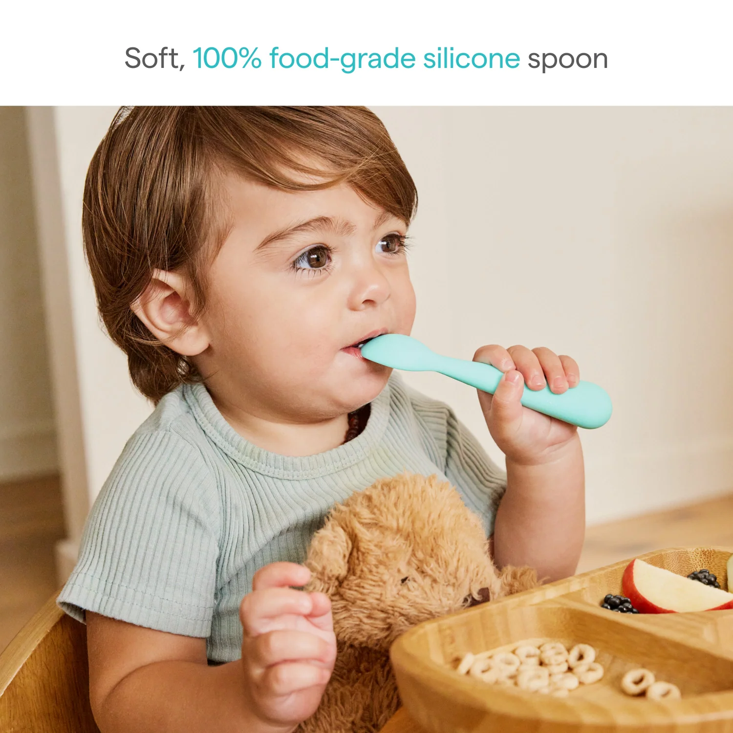 Bambou Bamboo Bowl and Silicone Spoon Set for Baby Meals