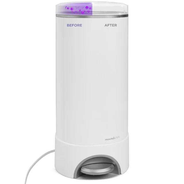 Munchkin UV-blöjhink med LED-UV-desinficering och självförslutande system