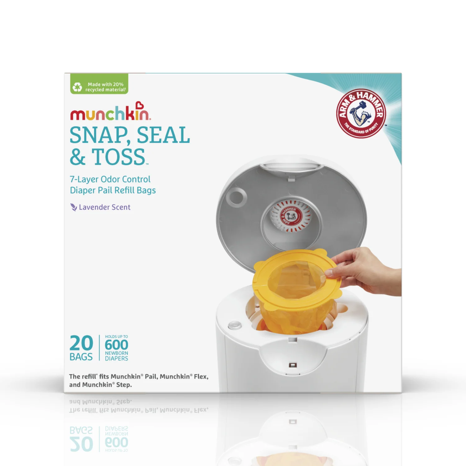 Arm & Hammer Snap, Seal & Toss påfyllningspåsar till blöjhink, 6-pack