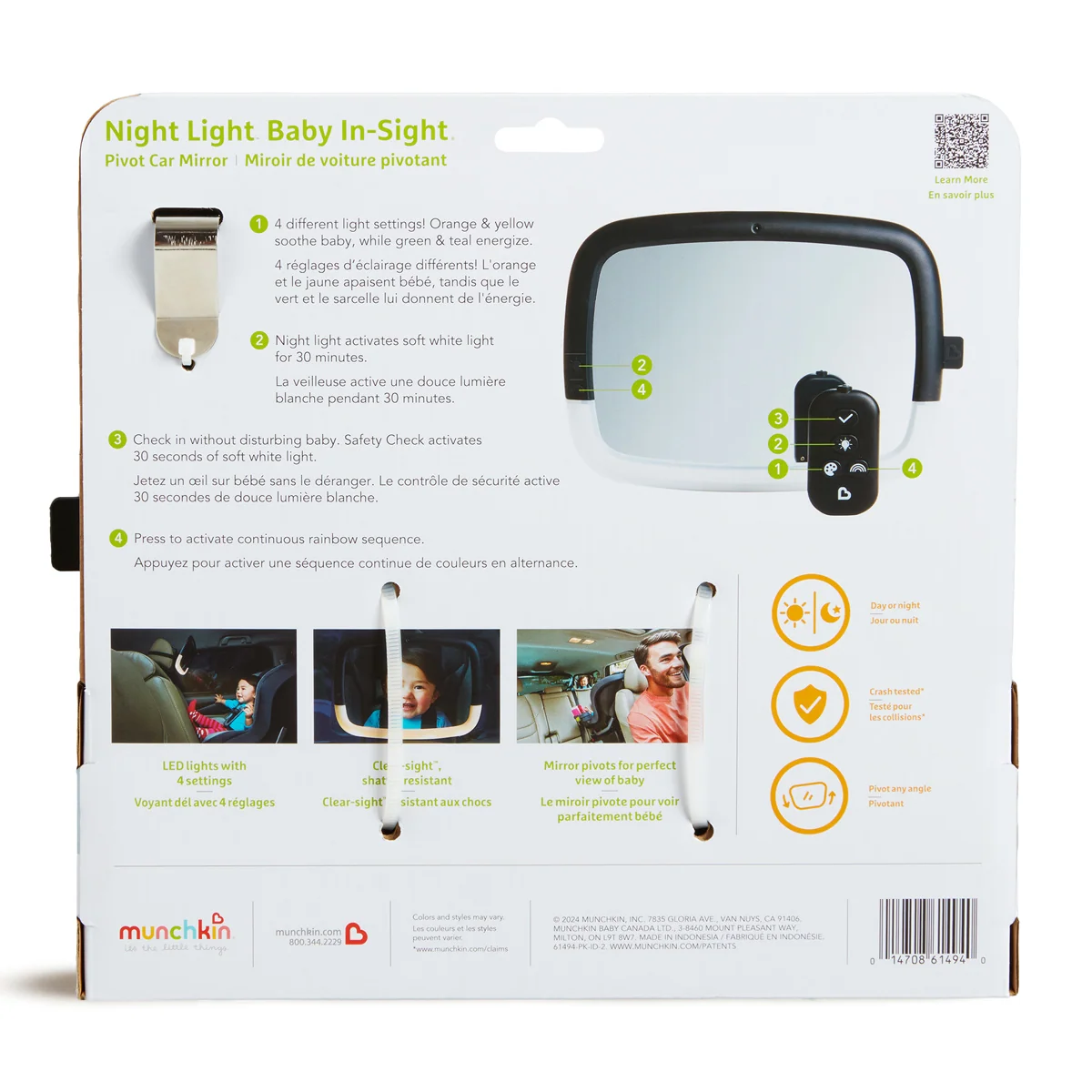 Night Light Baby In-Sight Pivot Car Mirror with Glare-Free LED Lights