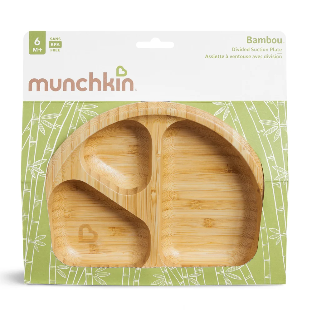Bambou™ Divided Toddler Plate with Suction Base, Bamboo Dinnerware