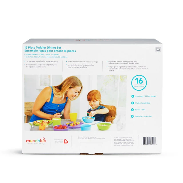 Set de comedor para niños pequeños con cubiertos Splash y platos, cuencos y vasos múltiples