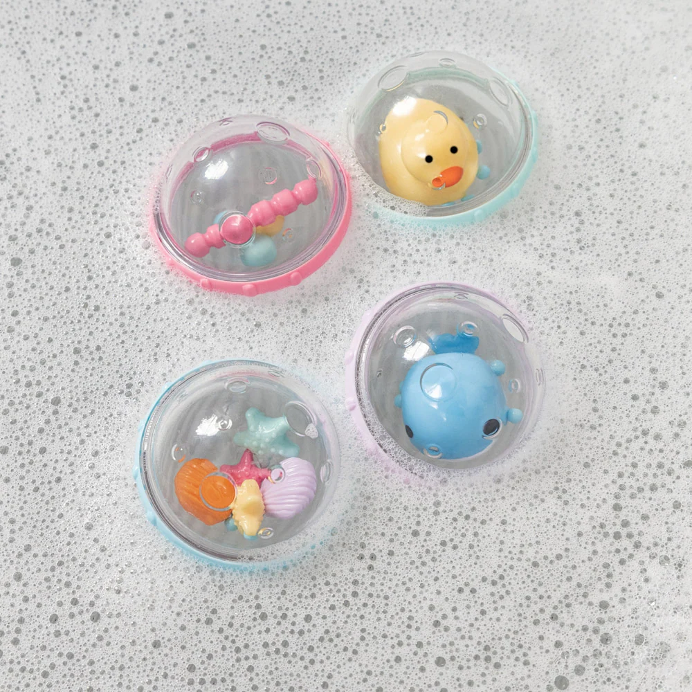 Float & Play Bubbles 4pk Baby Bath Toys That Spin and Rattle