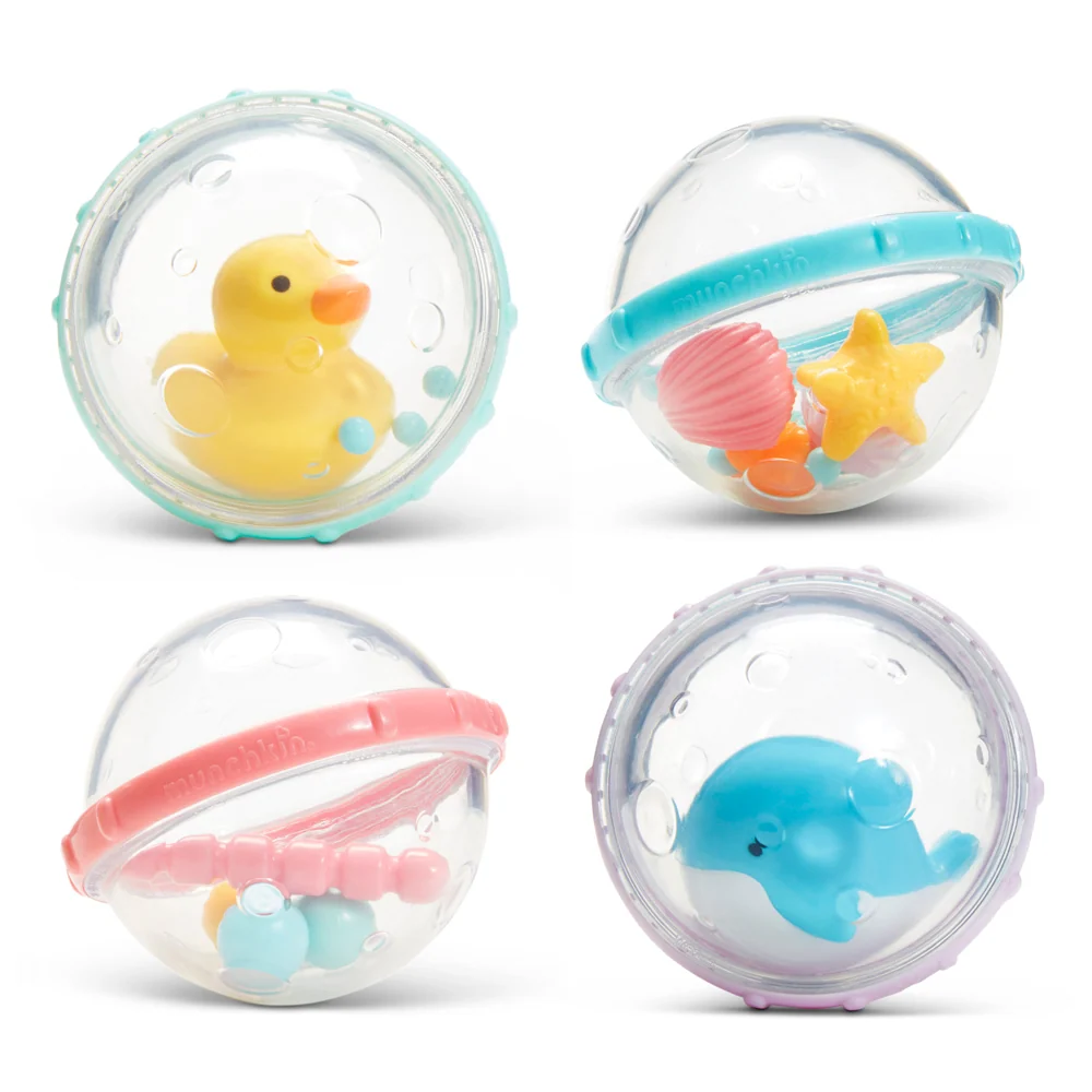 Float & Play Bubbles 4pk Baby Bath Toys That Spin and Rattle