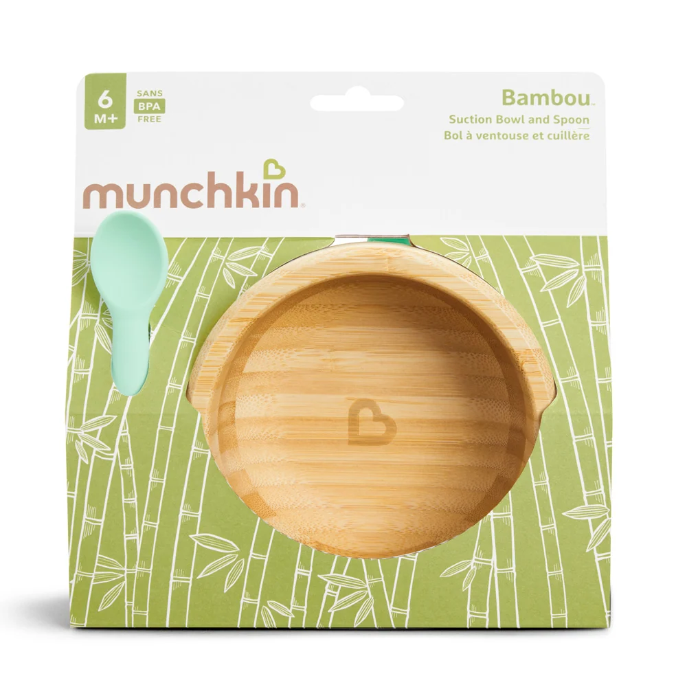 Bambou Bamboo Bowl and Silicone Spoon Set for Baby Meals
