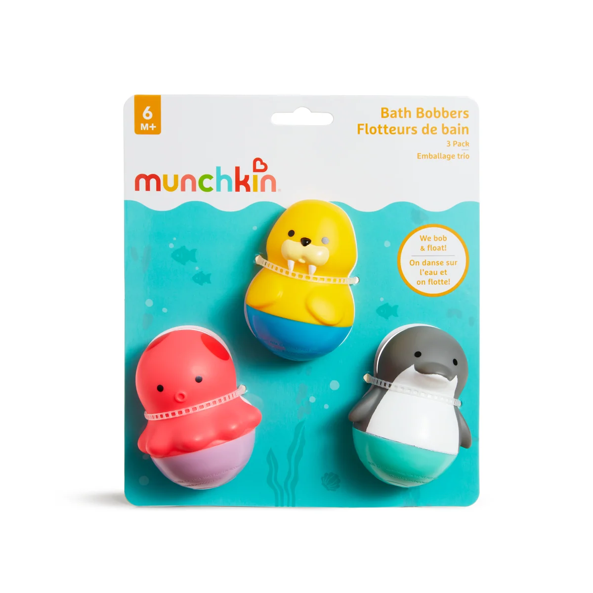 Juguetes de baño Bath Bobbers 3 uds con pulpo, morsa y delfín
