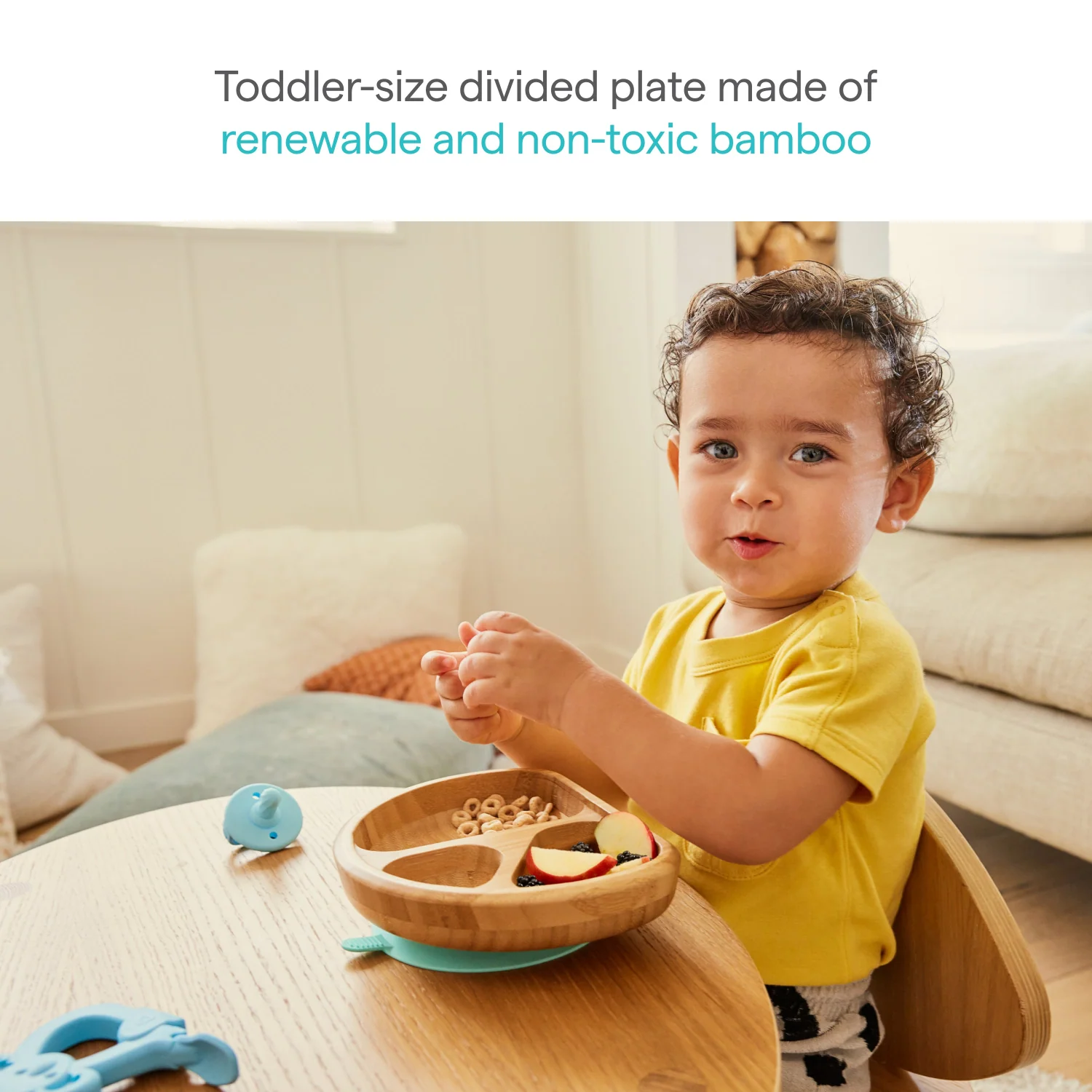 Bambou™ Divided Toddler Plate with Suction Base, Bamboo Dinnerware