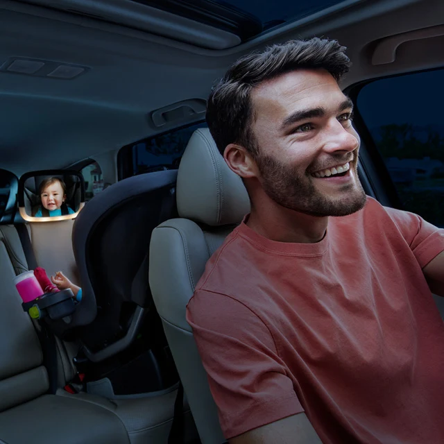 Night Light Baby In-Sight Pivot Car Mirror with Glare-Free LED Lights
