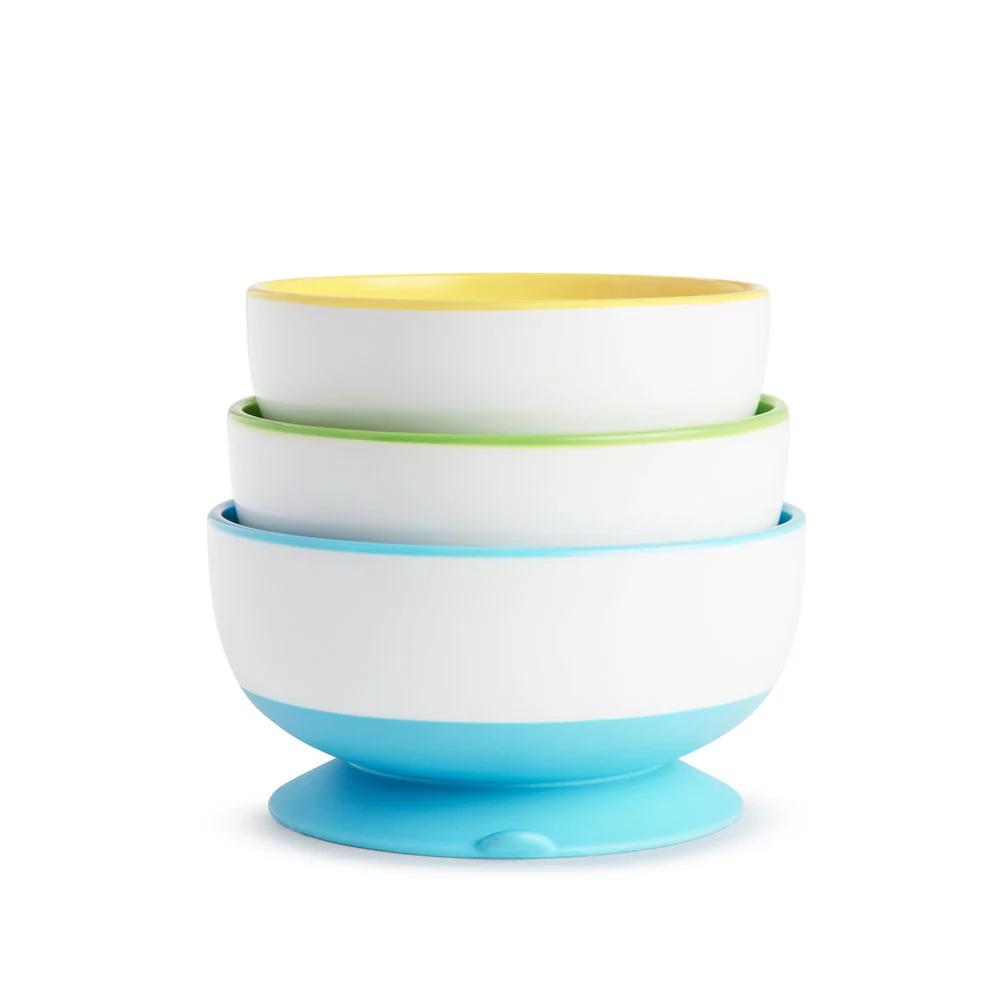 Munchkin Stay Put Suction Bowls 3 Pack for Baby Mealtime