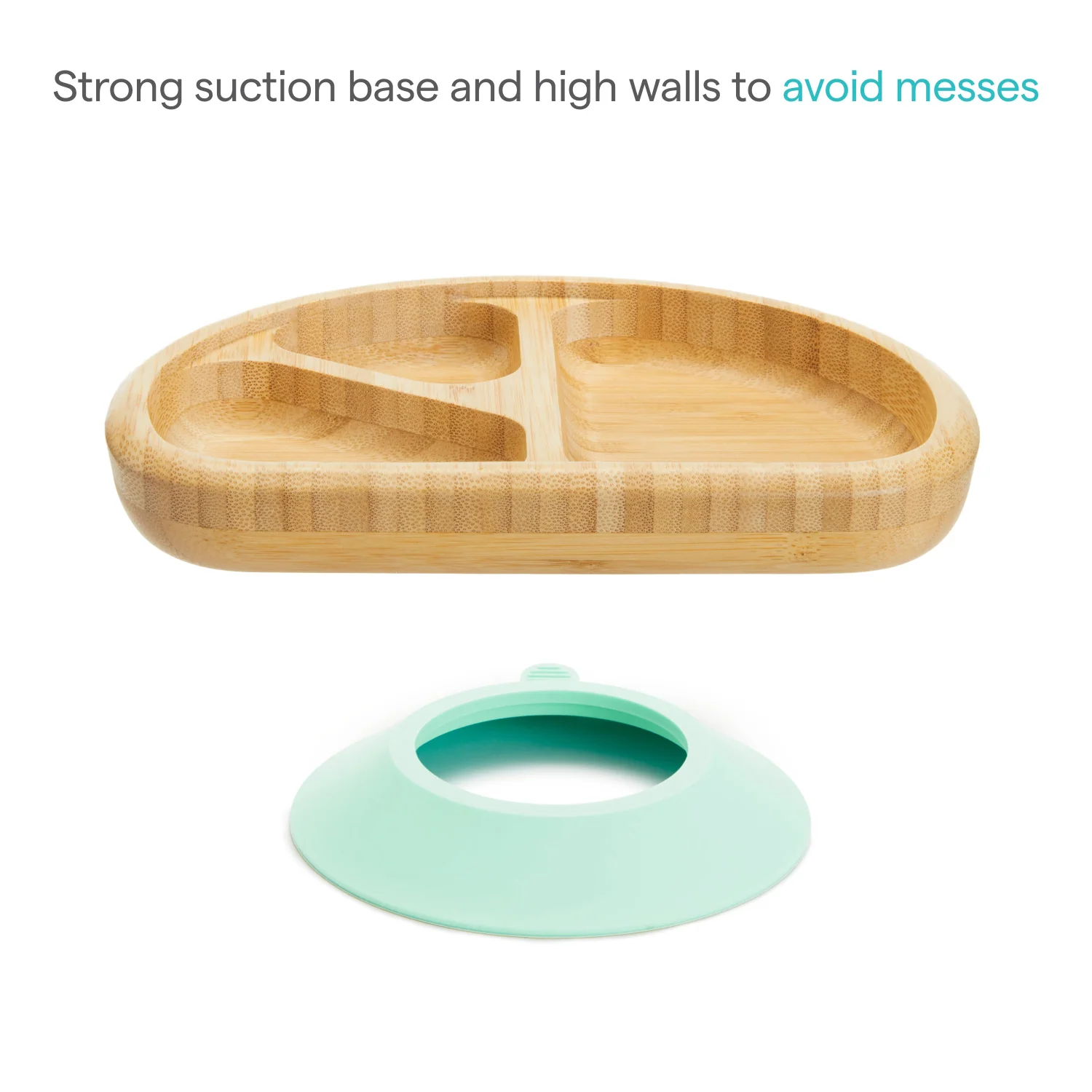 Bambou™ Divided Toddler Plate with Suction Base, Bamboo Dinnerware