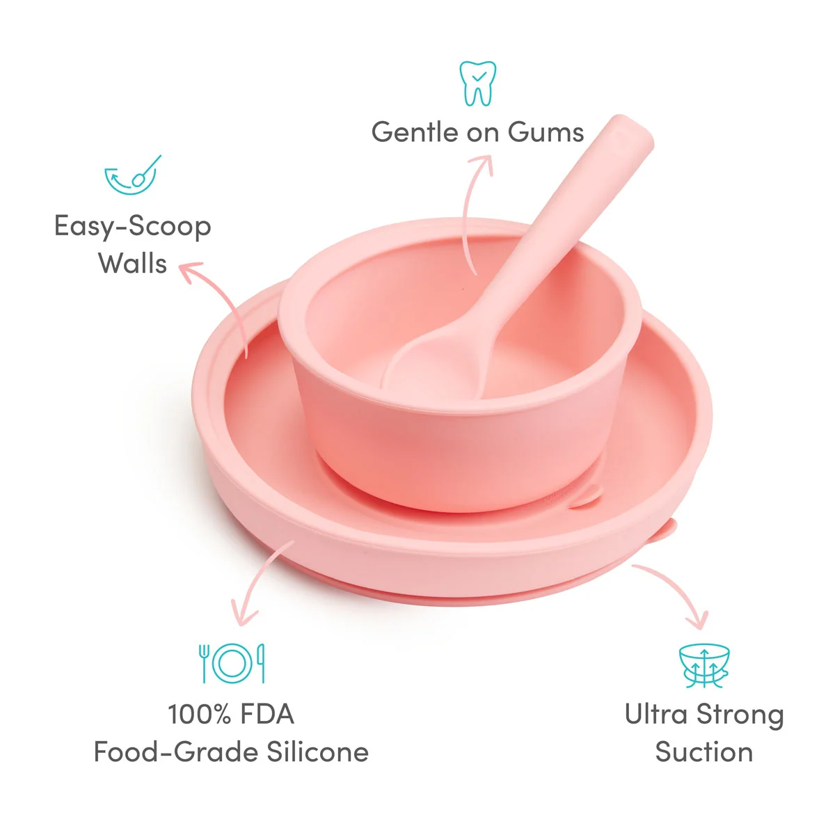 C’est Silicone! Infant Self-Feeding Set with Suction Plate Bowl and Spoon