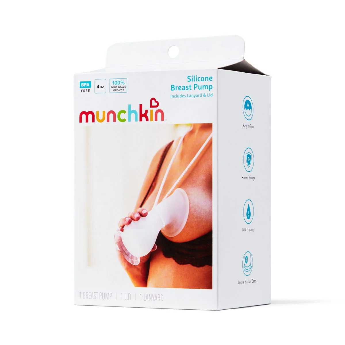 Munchkin Silicone Manual Breast Pump with Lid and Lanyard