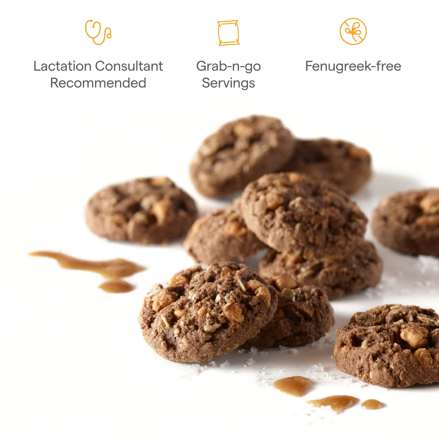 Milkmakers Chocolate Salted Caramel Lactation Cookie Bites, 10 Single Serve Bags