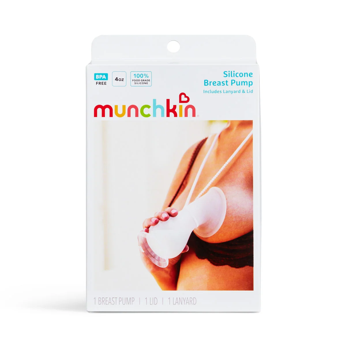 Munchkin Silicone Manual Breast Pump with Lid and Lanyard