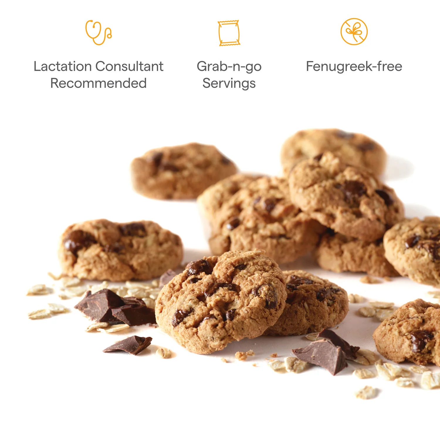 Milkmakers Oatmeal Chocolate Chip Amme-cookie-bidder, 10 enkeltportioner