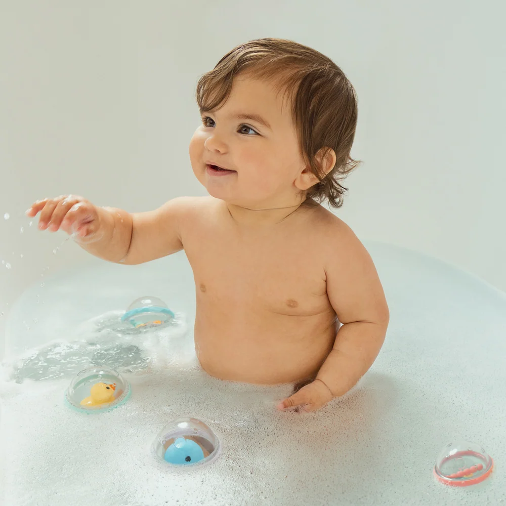 Float & Play Bubbles 4pk Baby Bath Toys That Spin and Rattle
