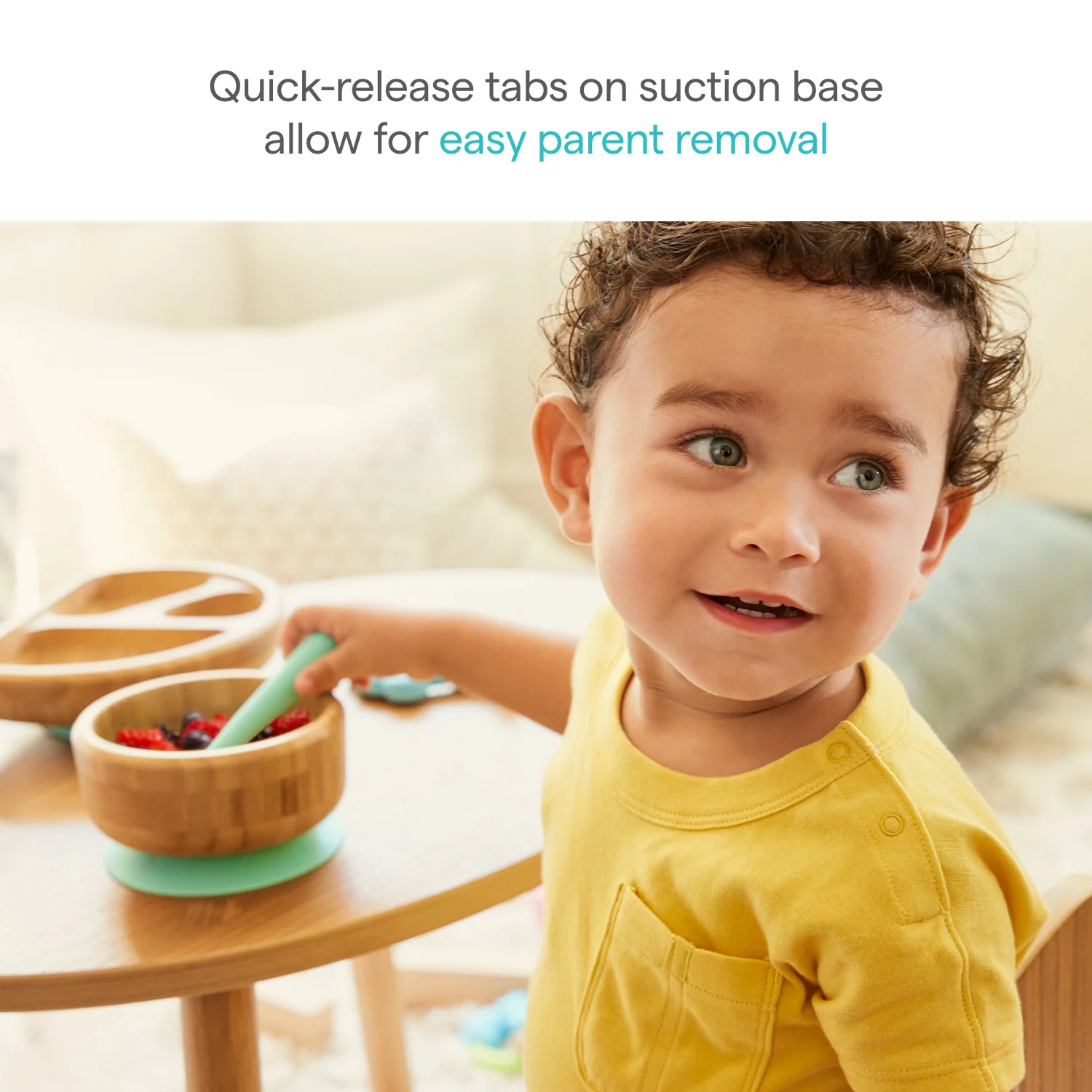 Bambou Bamboo Bowl and Silicone Spoon Set for Baby Meals
