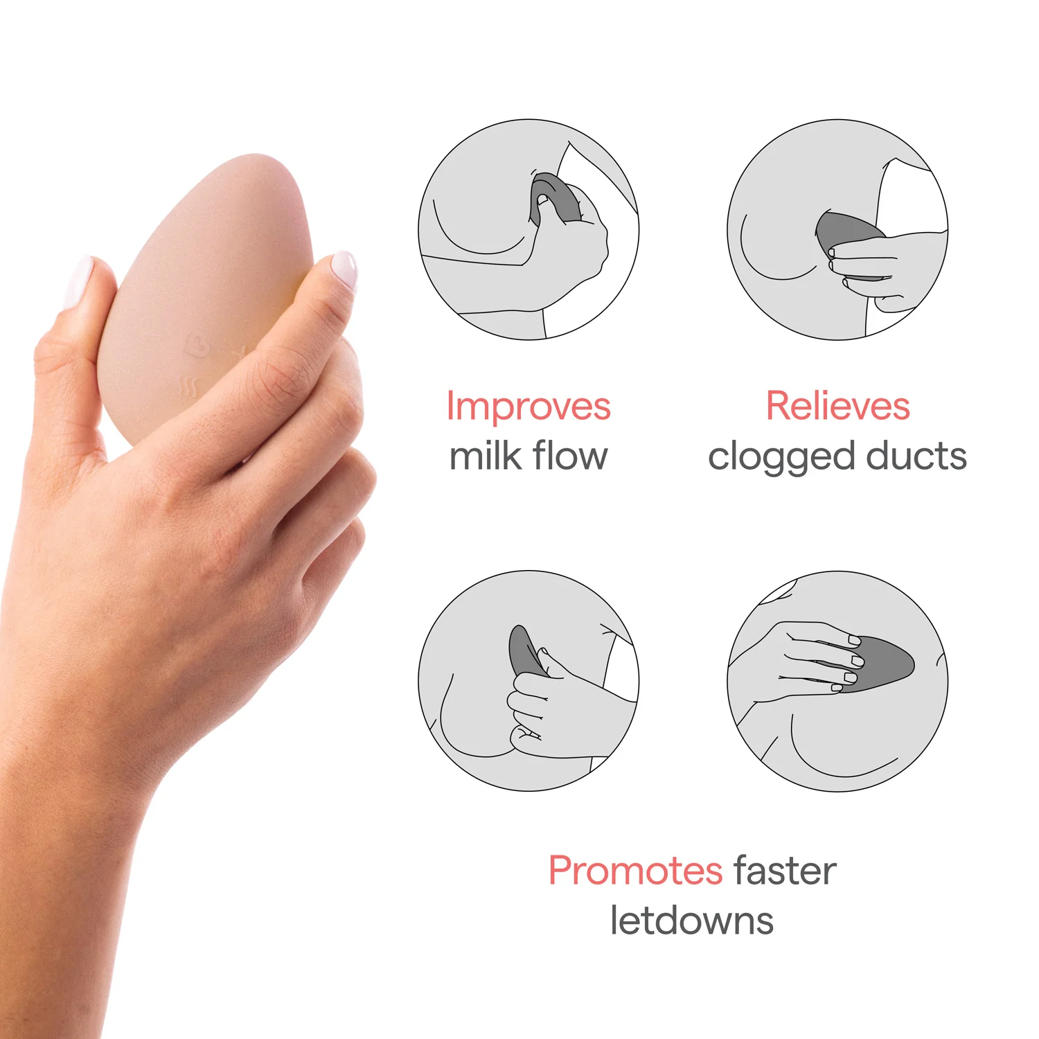 Warm Touch Lactation Massager with Heat and 3 Vibration Levels