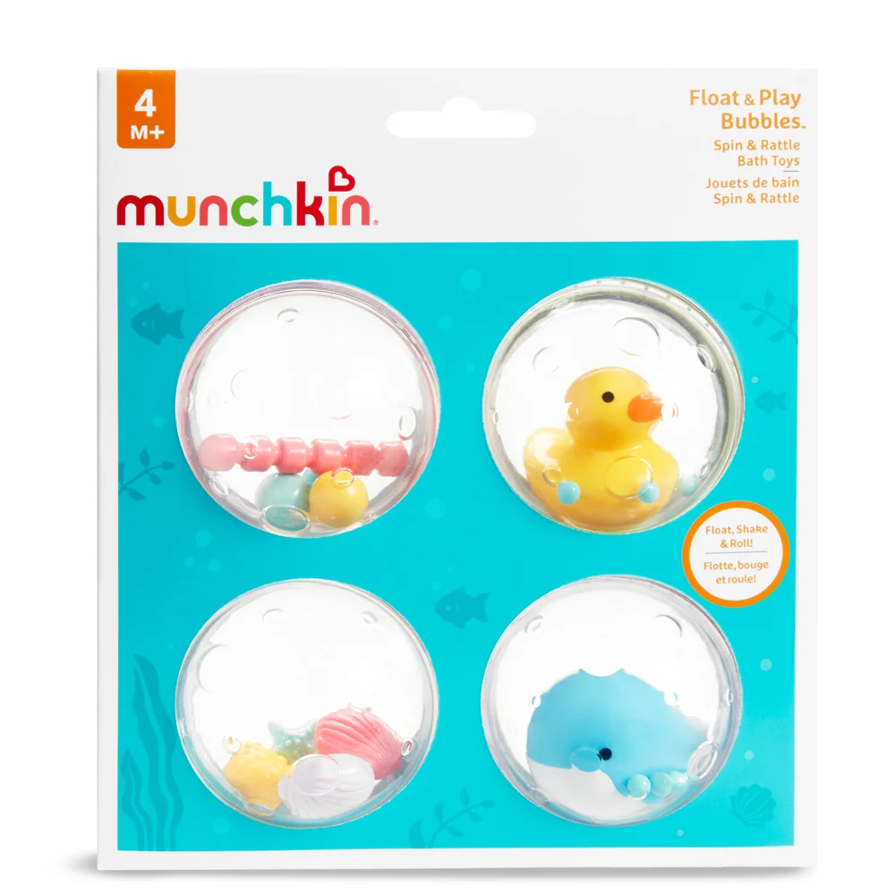 Float & Play Bubbles 4pk Baby Bath Toys That Spin and Rattle