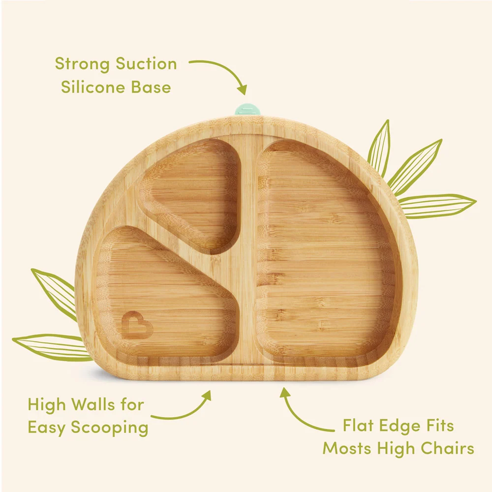 Bambou™ Divided Toddler Plate with Suction Base, Bamboo Dinnerware