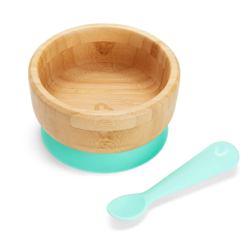 Bambou Bamboo Bowl and Silicone Spoon Set for Baby Meals