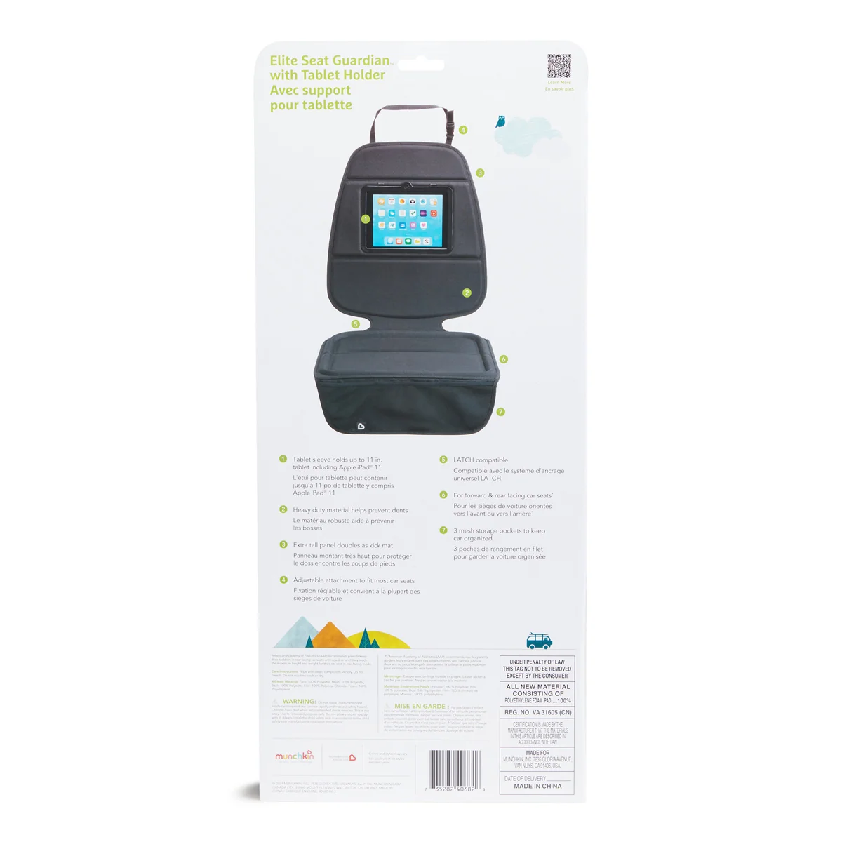 Protège-siège auto Munchkin Elite Seat Guardian avec support pour tablette