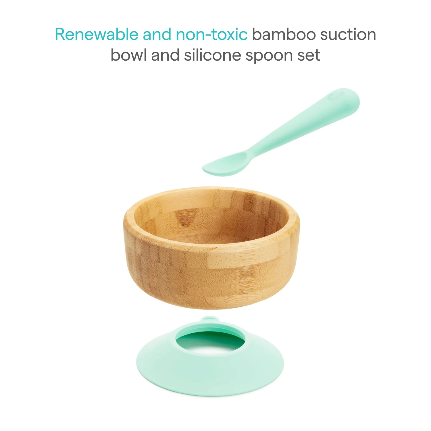 Bambou Bamboo Bowl and Silicone Spoon Set for Baby Meals