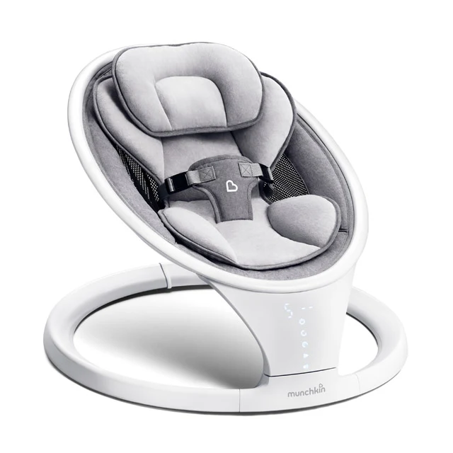 Munchkin Baby Swing with Bluetooth and Premium Faux Fur Seat Cover Bundle