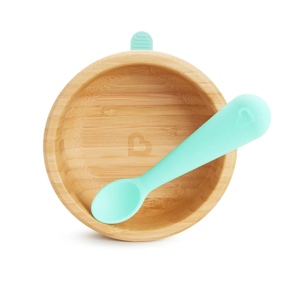 Bambou Bamboo Bowl and Silicone Spoon Set for Baby Meals