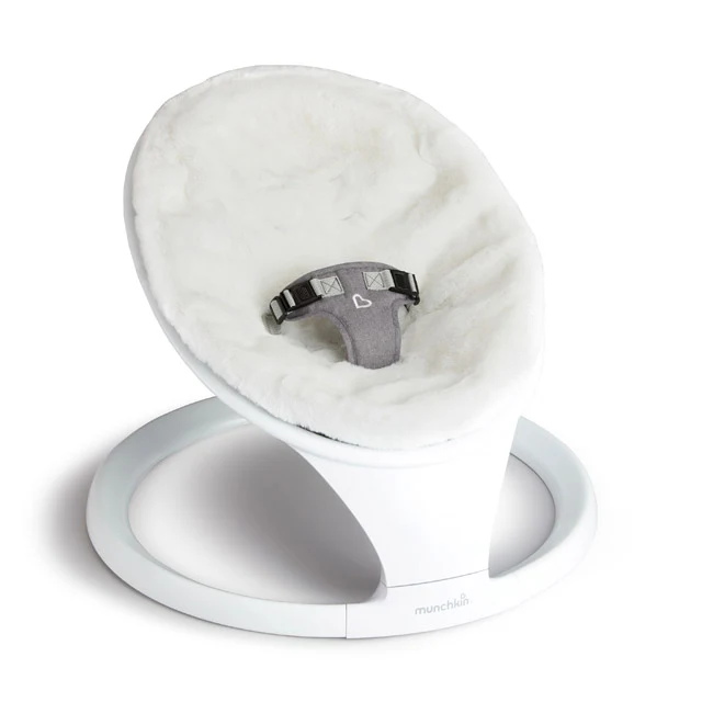 Munchkin Baby Swing with Bluetooth and Premium Faux Fur Seat Cover Bundle