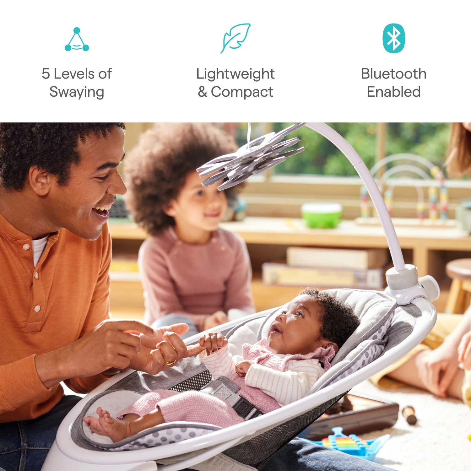 Munchkin Swing with Baby Bloom Mobile Set for Infants