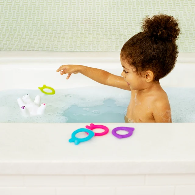 Arctic Polar Bear Bath Toy with Ring Toss and Stacking Play