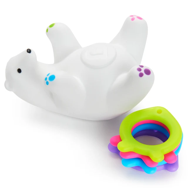 Arctic Polar Bear Bath Toy with Ring Toss and Stacking Play