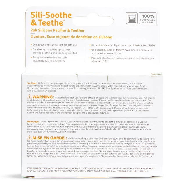 Sili-Soothe & Teethe silikone sut og bidering, 2-pak til babyer fra 3 måneder