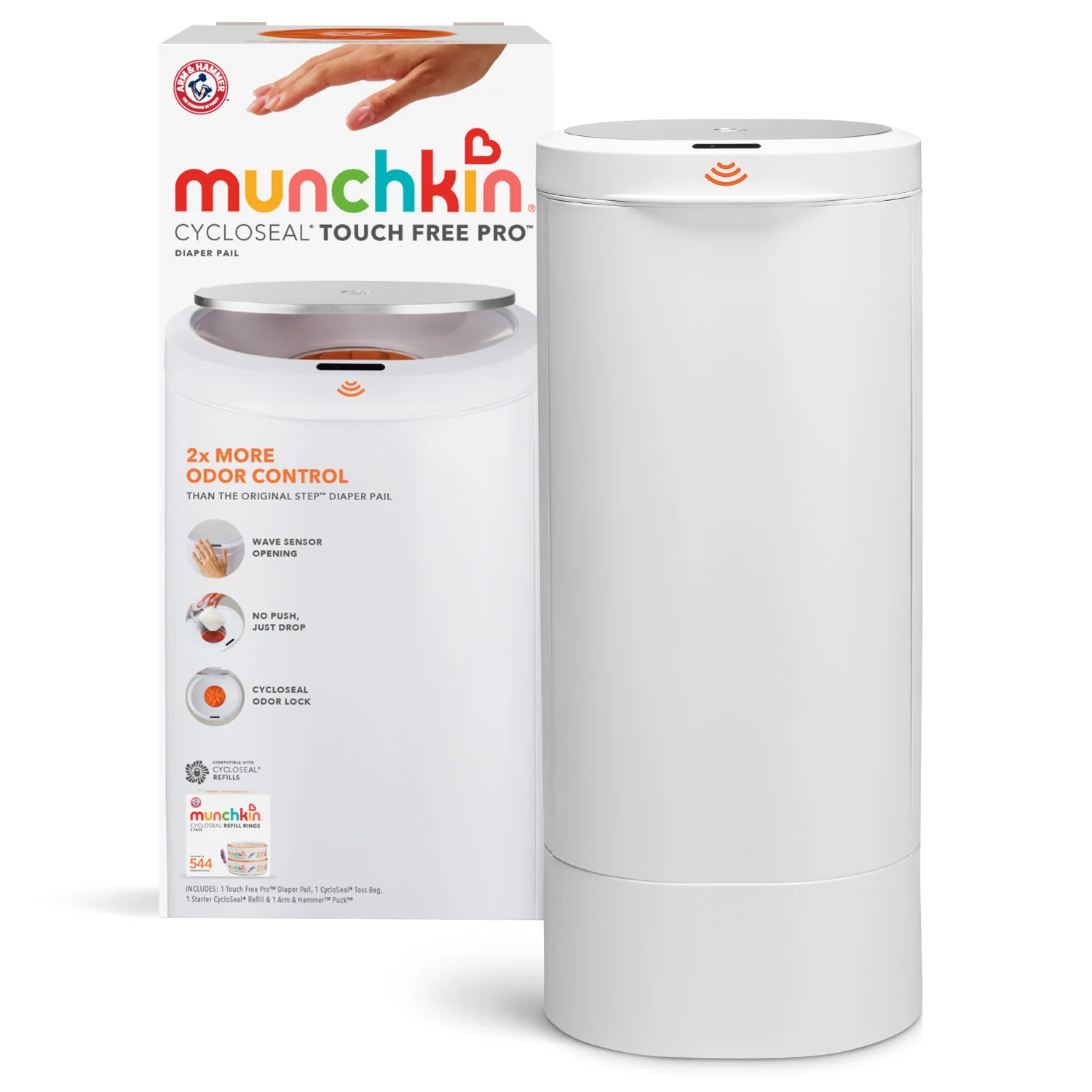 CycloSeal Touch Free Pro blöjhink med Arm & Hammer bikarbonat