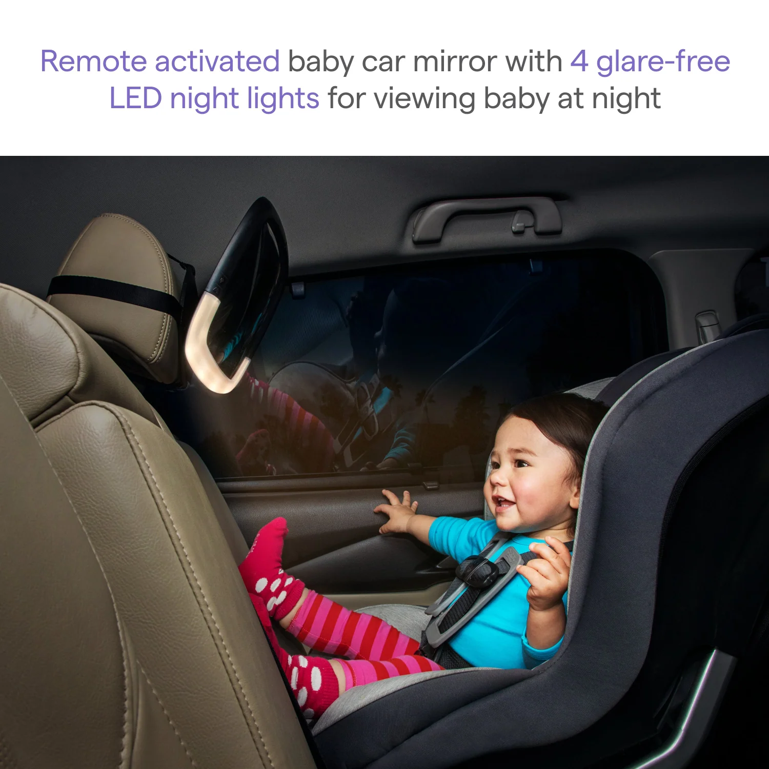 Night Light Baby In-Sight Pivot Car Mirror with Glare-Free LED Lights