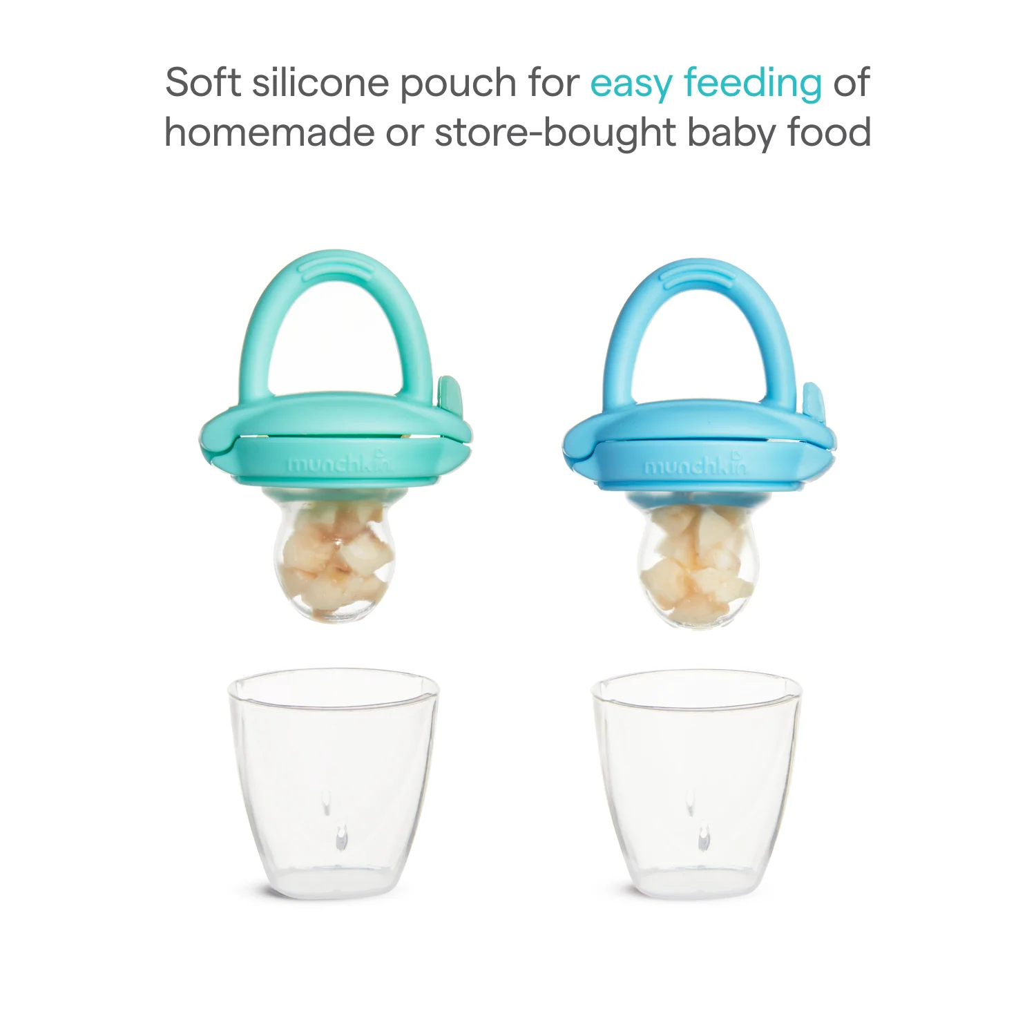 Silicone Baby Food Feeder, 2-Pack for Purees and Soft Solids
